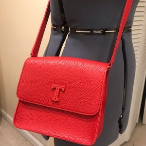 Cherry Red leather crossbody purse